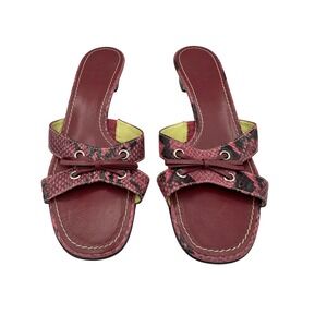 Cole Haan Snakeskin Print Leather Heeled Sandals Slides Women's Size 9.5B